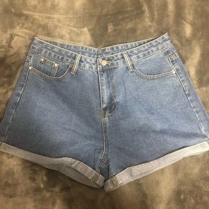 High waisted mom jean shorts